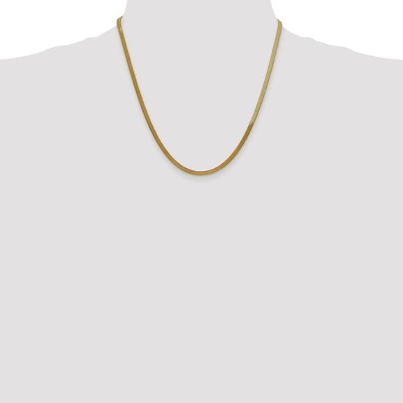 3mm, 14k Yellow Gold, Solid Herringbone Chain Necklace, 20 Inch - Picture 2 of 8